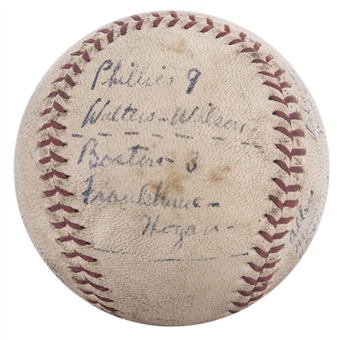 1935 Game Used Baseball from Babe Ruths Final Day (MEARS)